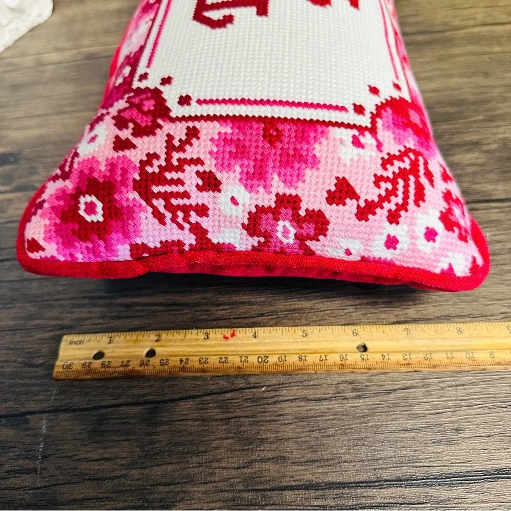 Pink and Red Accent Pillow